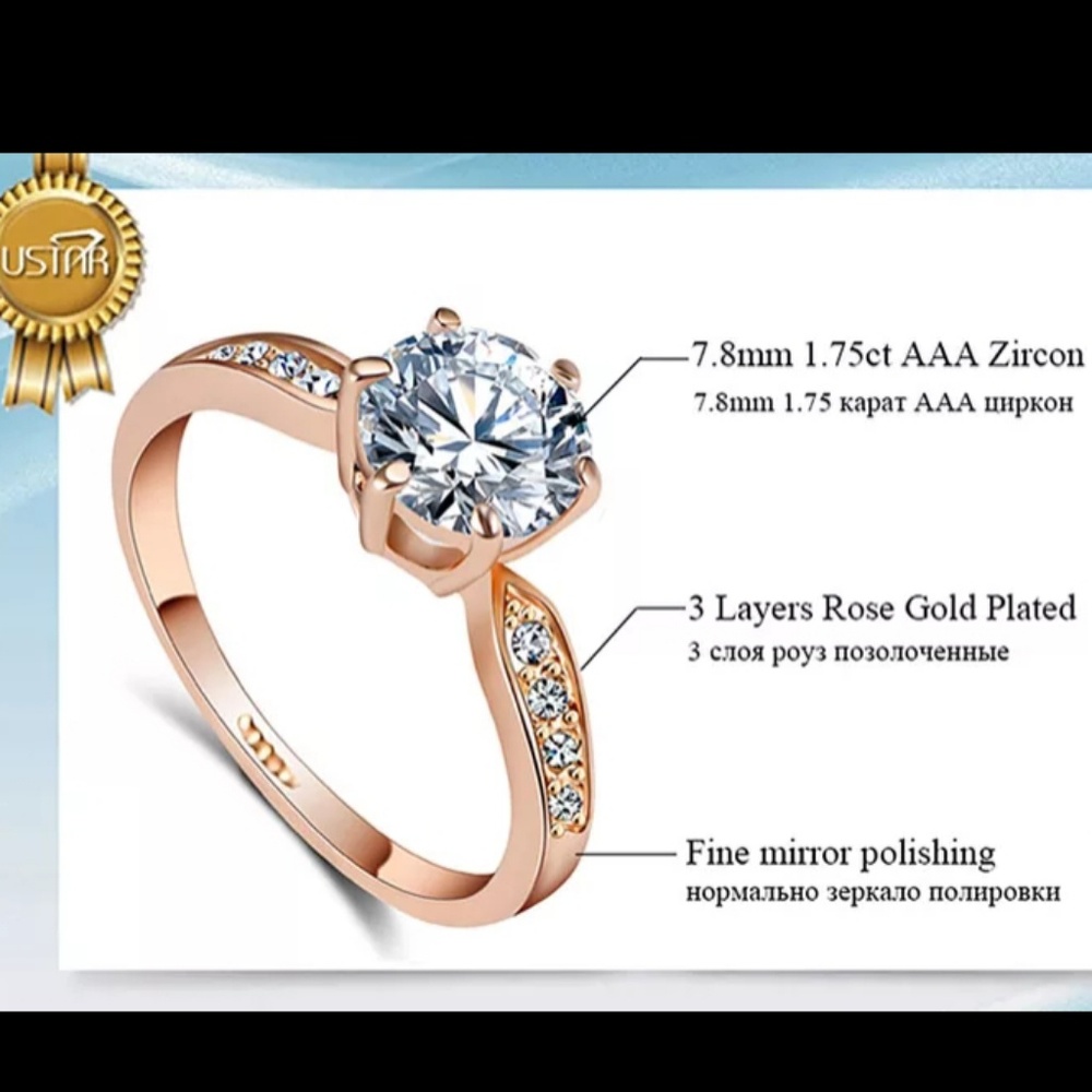 Silver 1.75 CZ Solitaire Round Prong Ring - Picture 6 of 7